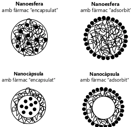 Figura 1.10. Representació esquemàtica de l’estructura dels diferents tipus de nanopartícules polimèriques