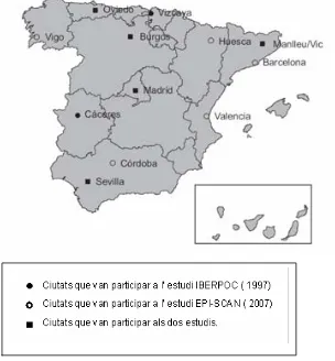Figura 3-4-3.1 :  Distribució dins del mapa d’ Espanya dels centres que van 