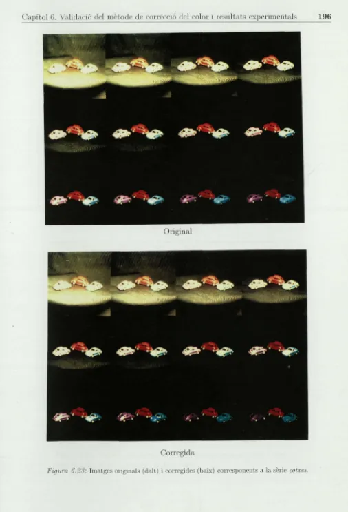 Figura G.2H: Imatges originals (dalt) i corregides (baix) corresponents a la sèrie cotxes
