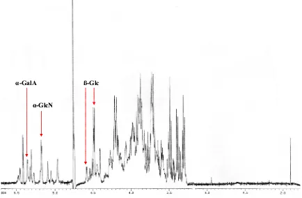 Figura 4.10. Espectre de 1H-RMN de l’oligosacàrid 2 derivat del LPS del mutant deficient en antigen O de S