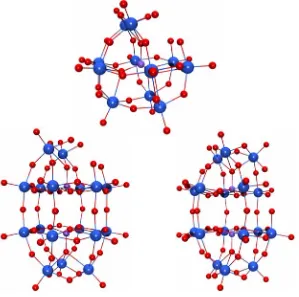 Figura 1.4. Representació en boles i bastons dels anions monovacants més típics de Keggin (a) i de Wells-Dawson (b: s’ha extret de la posició belt i c: s’ha extret de la posició cap)