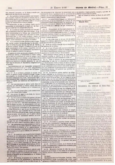 Figura 4.- Publicación Ley Dato, Gaceta de Madrid, 31 Enero 1900, Tomo I, pág. 364. 