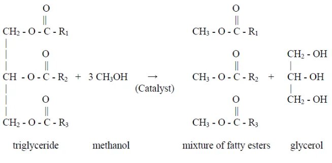 Figure 2. Transesterification reaction for biodiesel production. 