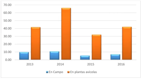 Figura 6. Pollos y gallinas criadas en campo y plantas avícolas  Fuente: INEC – ESPAC (2016) 