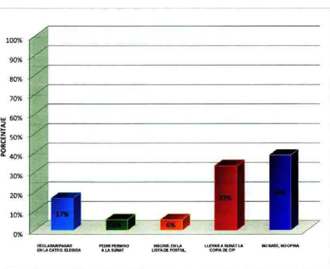 Gráfico 13:  Procedimiento correcto para cambiarse de categoría 