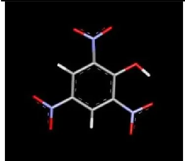 Figura 1.- Representació CPK del 2,4,6-trinitrofenol.