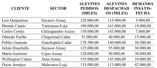 Tabla 17. Demanda Insatisfecha 