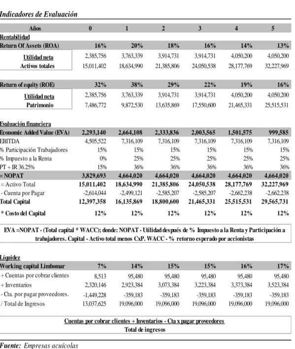 Tabla 22 Evaluación financiera 