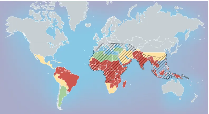 Figure 
  3: 
  Global 
  distribution 
  of 
  malaria 
  and 
  red-­‐blood-­‐cell 
  disorders