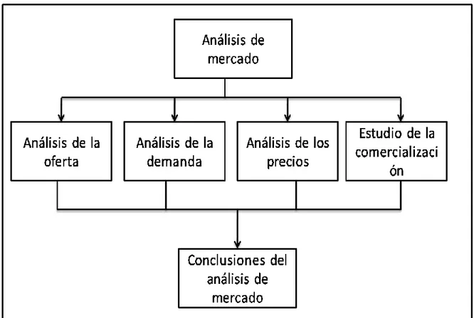 Figura 3. Estructura del estudio de mercado. En Baca Urbina. Gabriel “Evaluación de Proyectos” 