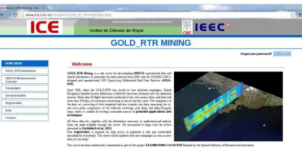Figure 113.: Screenshot of the GOLD-RTR Mining’s index webpage.