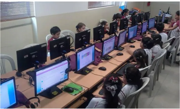 Figure 4. Students practicing into the platform inside English Lab. 