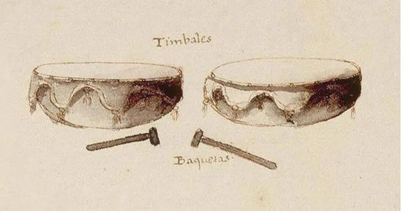 Figura 9.- Clarín o corneta del del instrumen-tario sonoro de a bordo, según representación pictórica del primer Marqués de la Victoria (Fuente: Museo Naval de Madrid) 