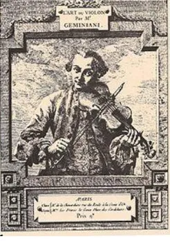 Figura 2: Portada del libro de F. Geminiani Art of playing on the violin, en una versión 