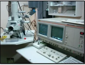 Figure 2.12 Rheometer ARG2 used, with a magnification of the geometry used 