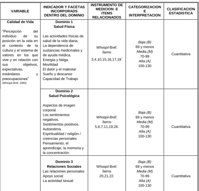 Tabla IV. Definición de Variables.