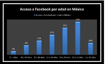 Fig. 10  Acceso a Facebook en México por edad, Juárez (2012) 