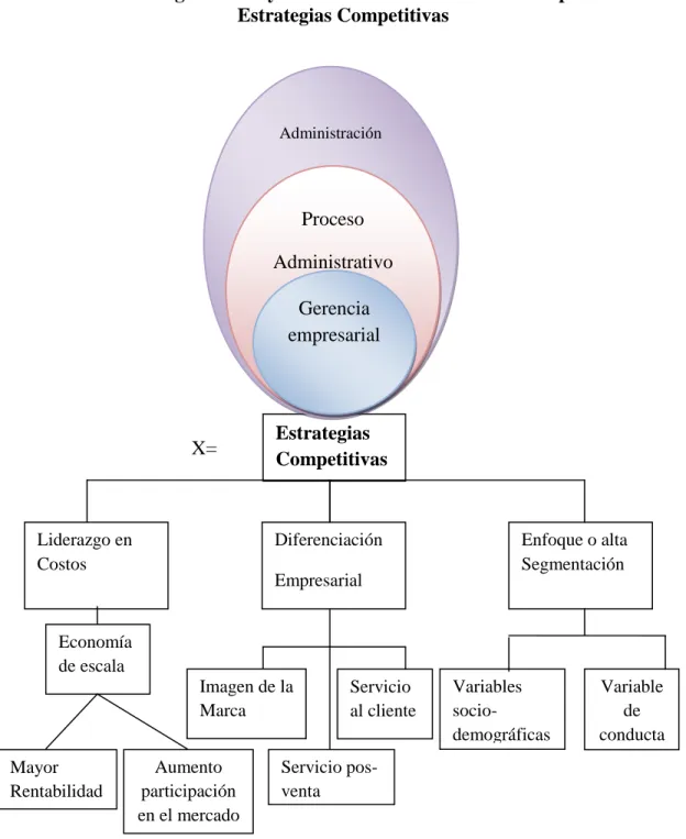 Gráfico 2: Categorización y Constelación de la Variable Independiente  Estrategias Competitivas 