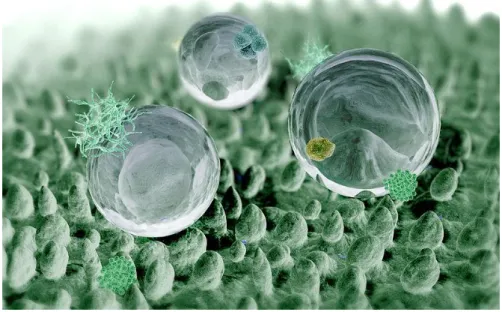 Fig. 1.  Protuberancias observadas microscópicamente en la hoja de la flor de loto 