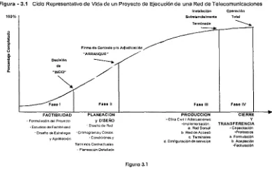 Figura - 3.1 Ciclo Representativo de Vida de un Proyecto de Ejecución de una Red de Telecomunicaciones ---