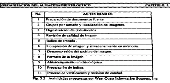 Fig. 3.2 Actividades propuestas por West Coast lnfonnation Systems. lnc. 