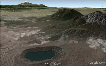 Fig.  6.  Zona de estudio, lago volcánico Atexcac, Puebla. Ubicado en las coordenadas geográficas 19°20´N y 97°27´W, 