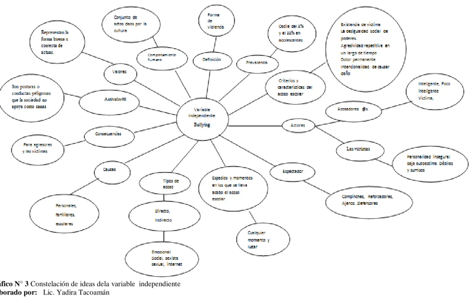 Gráfico N° 3 Constelación de ideas dela variable  independiente  Elaborado por:   Lic