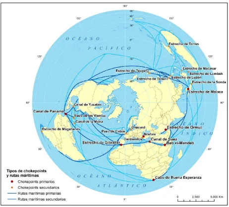 Figura 1.4 Particularidades geográficas de los chokepoints marítimos