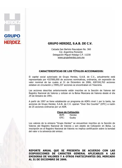 GRUPO HERDEZ, S.A.B. DE C.V.