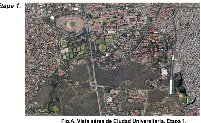 Fig.A. Vista aérea de Ciudad Universitaria, Etapa 1. 