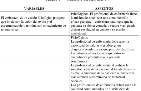 Cuadro 4 “ Variables Y Su Relación”. 
