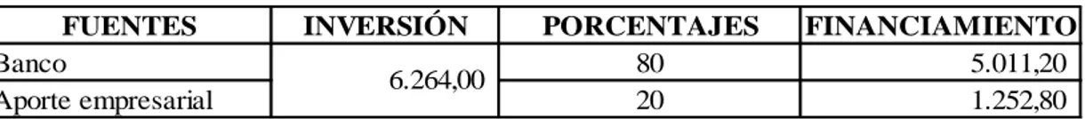 Tabla 7. Fuente de financiamiento  