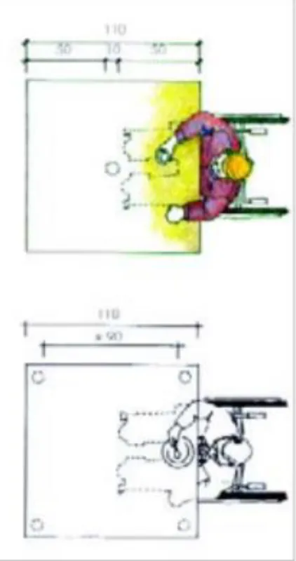 Figura 1.2.2.2 Tipos de mesa que permiten la aproximación frontal de una  persona en silla de ruedas