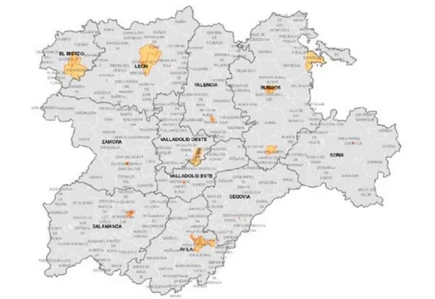 Fig. 1- Mapa sanitario de Castilla y León, detalladas las áreas de salud. [54] 