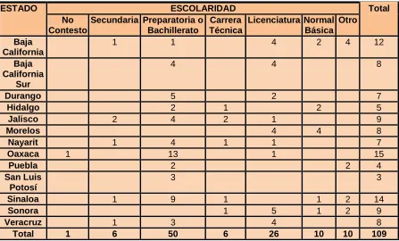 Cuadro 9 Perfil de escolaridad docente 2002 
