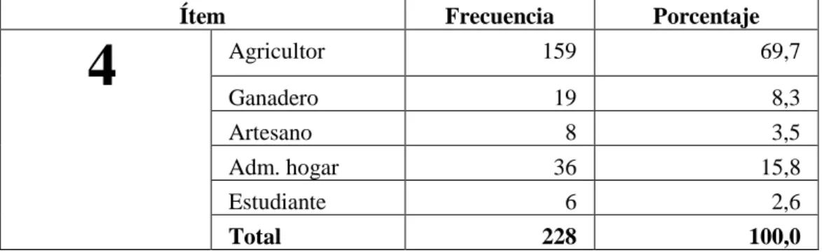Tabla 4: Actividad que desarrolla 