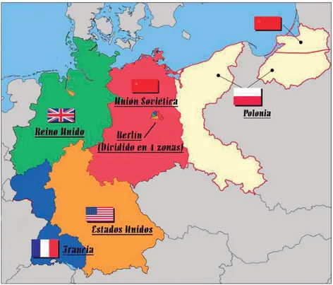 Gráfico 1: División de Alemania tras la guerra. (Clases Historia s.f) 