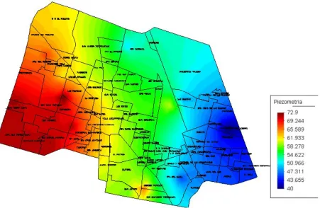 Figura 4.17  Superficies Piezométricas (m) 