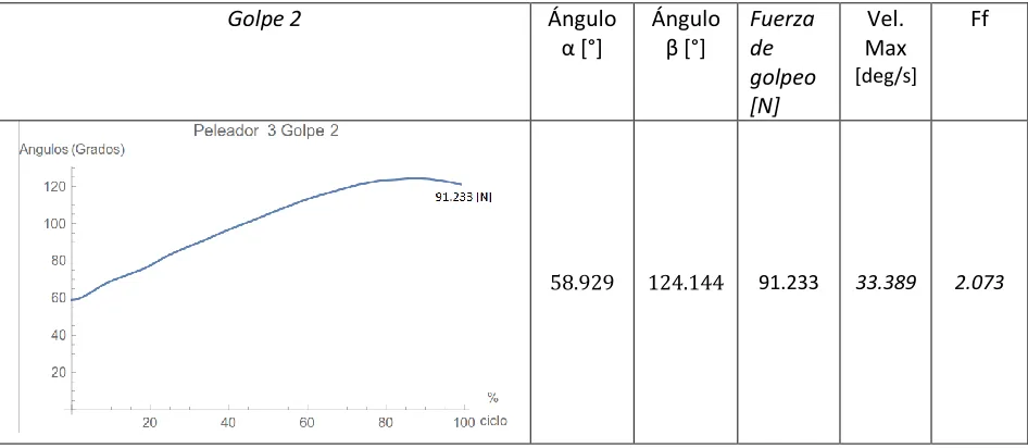 Cuadro 5.16. Datos obtenidos del  golpe 1