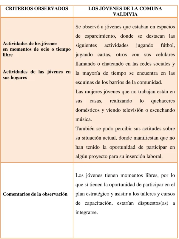 Cuadro 5: Análisis de la observación 