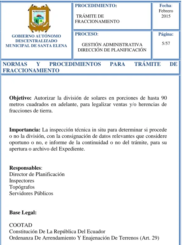 CUADRO 15 Trámite de fraccionamiento