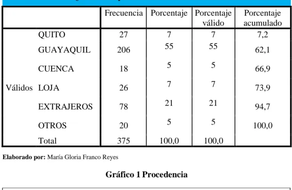 Gráfico 1 Procedencia 