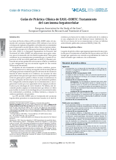 Guías De Práctica Clínica De EASL EORTC: Tratamiento Del Carcinoma ...