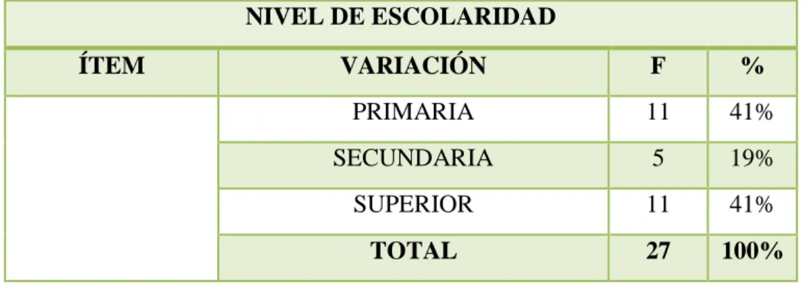 GRÁFICO 6 NIVEL DE ESCOLARIDAD 