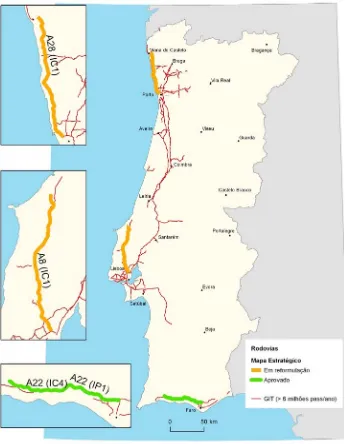 Figura 5 – Situação em Agosto 2008 dos Mapas Estratégicos de Ruído  das Grandes Infra-estruturas de Transporte Rodoviário 