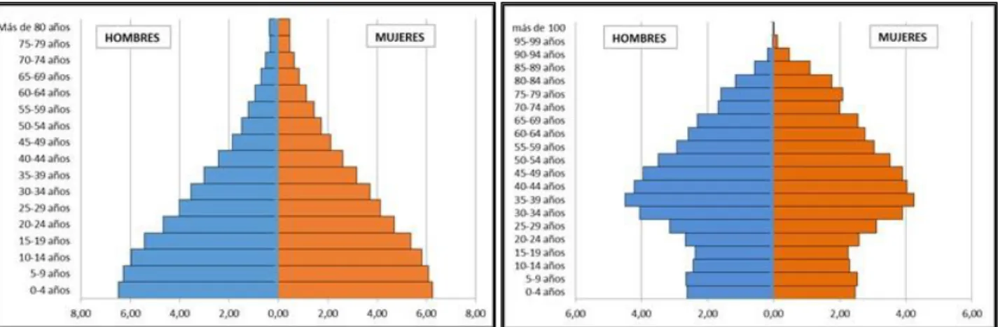 Gráfico 2.2: Pirámide de   población de España 2013. 