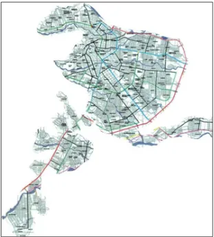 Figura 1 Casco urbano y rutas de tránsito público de Villavicencio Meta, Adaptado (CASTRO, 2016)