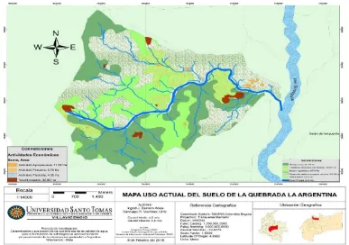 Figura 4.  Mapa uso actual y coberturas del suelo, microcuenca quebrada La Argentina. Adaptado de Barrero & Martinez, 2018 a partir del Software ArcGis.10.3
