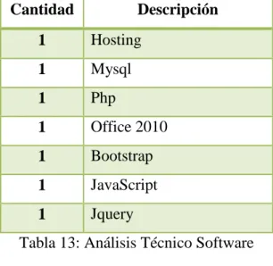Tabla 13: Análisis Técnico Software 