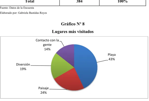 Gráfico Nº 8 Lugares más visitados